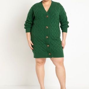 Stitched cardigan sweater, dress emerald green